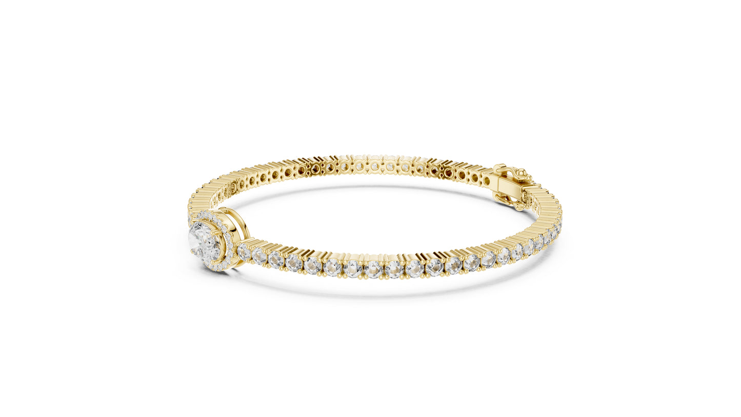 14K Rose Gold Bracelet with Round Lab-Grown Diamonds for Women - Pure Carat