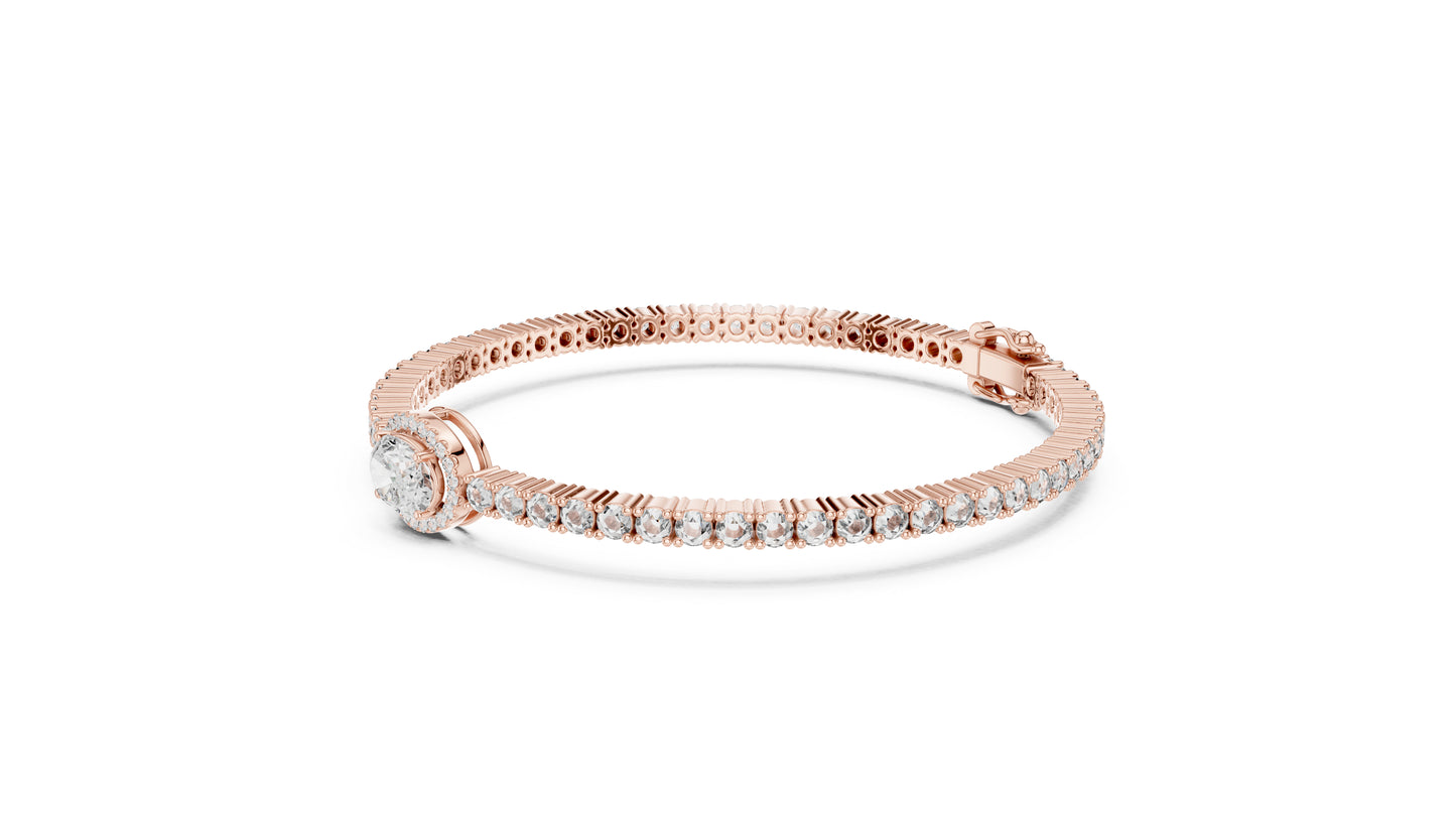 14K Rose Gold Bracelet with Round Lab-Grown Diamonds for Women - Pure Carat