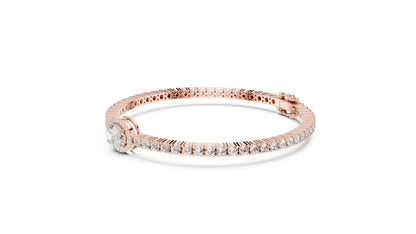 14K Rose Gold Bracelet with Round Lab-Grown Diamonds for Women - Pure Carat