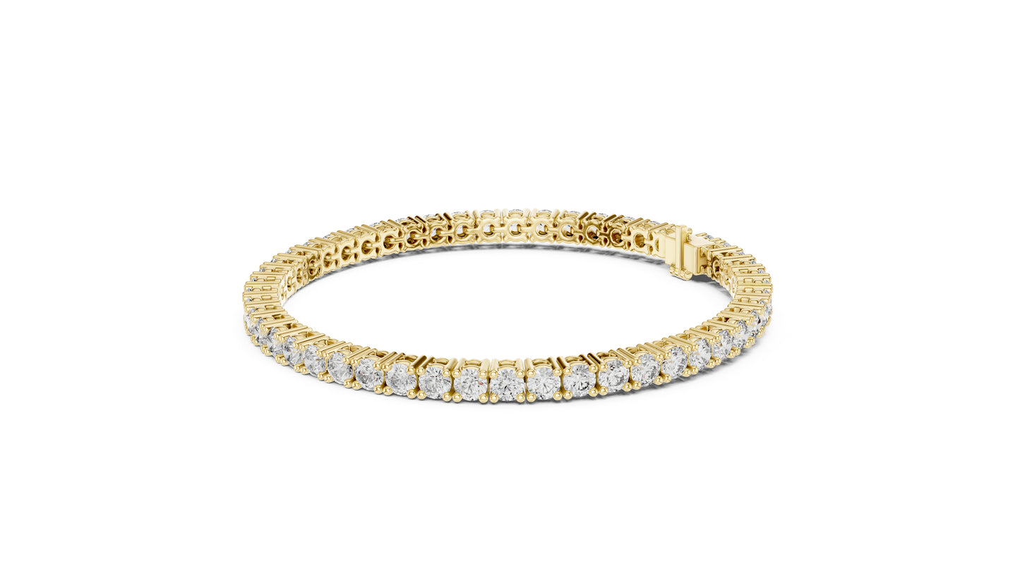 18K Yellow Gold Round Lab-Grown Diamond Bracelet for Women - Everyday Wear - Pure Carat