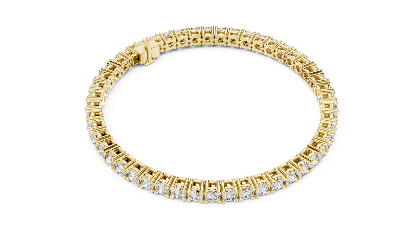 18K Yellow Gold Round Lab-Grown Diamond Bracelet for Women - Everyday Wear - Pure Carat