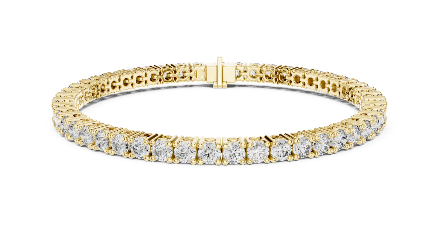 18K Yellow Gold Round Lab-Grown Diamond Bracelet for Women - Everyday Wear - Pure Carat