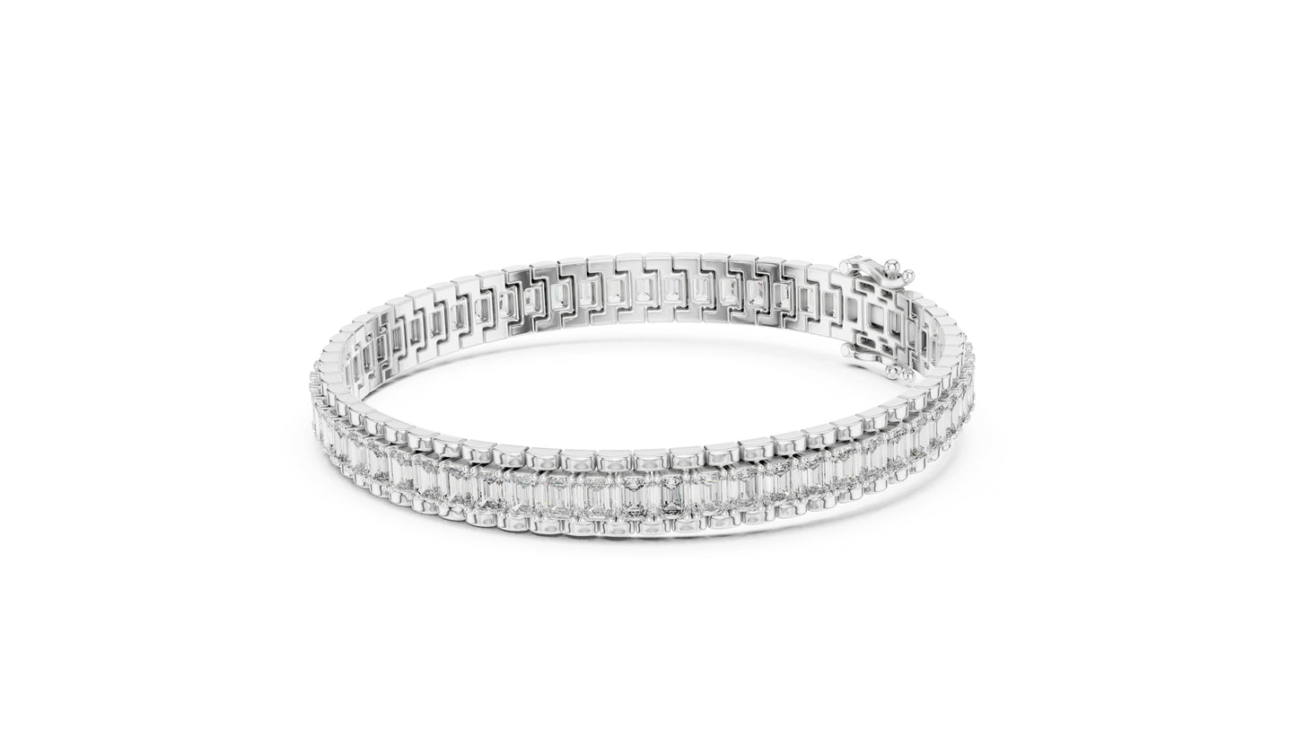 Women’s Wedding Bracelet in 14K White Gold with Emerald Lab-Grown Diamond - Pure Carat