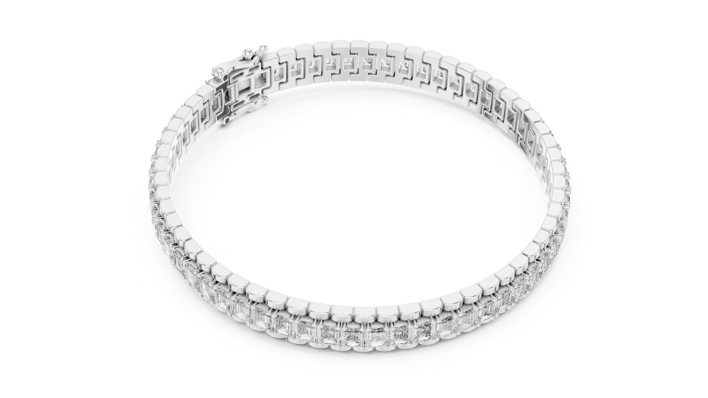 Women’s Wedding Bracelet in 14K White Gold with Emerald Lab-Grown Diamond - Pure Carat