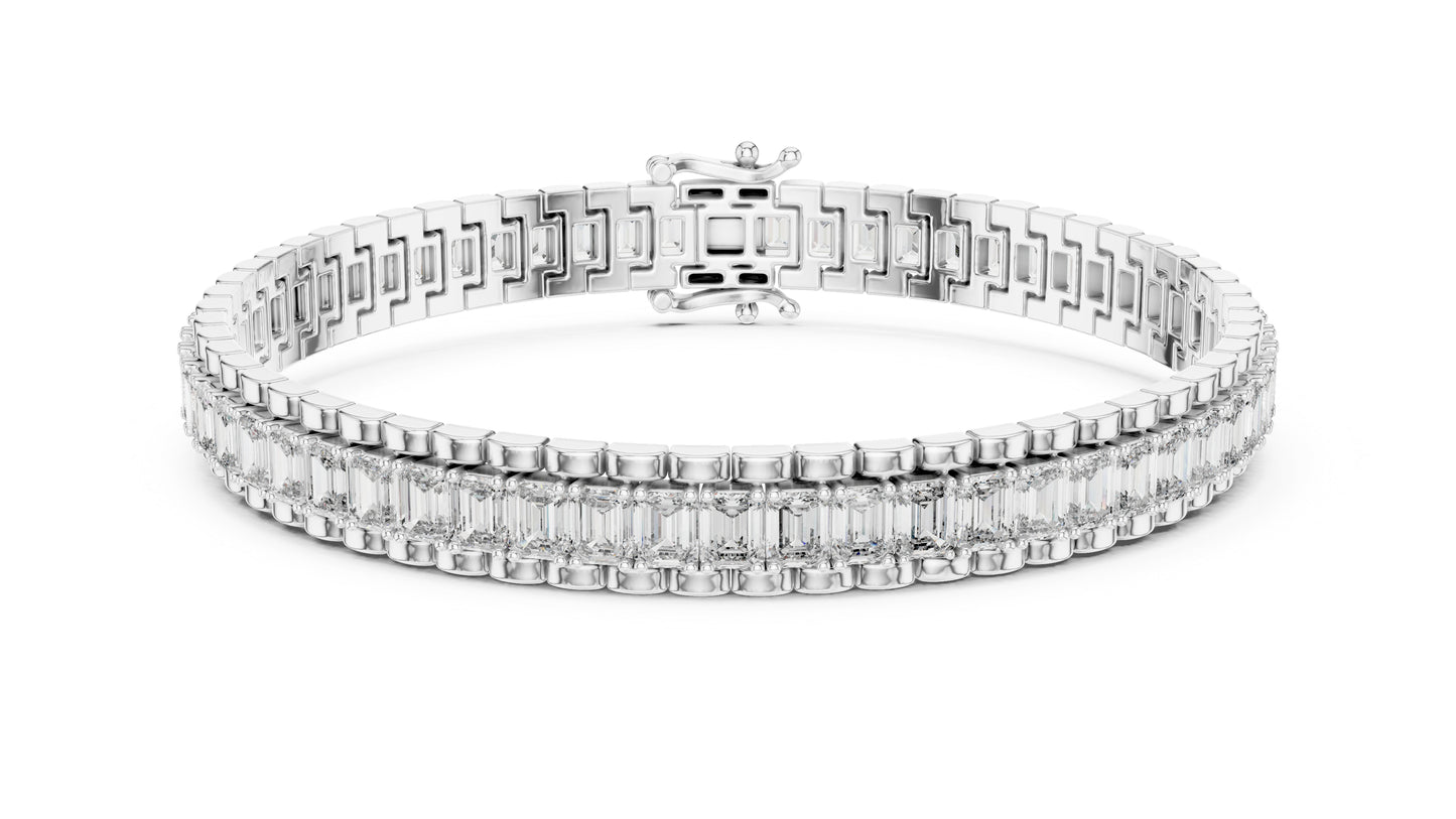 Women’s Wedding Bracelet in 14K White Gold with Emerald Lab-Grown Diamond - Pure Carat