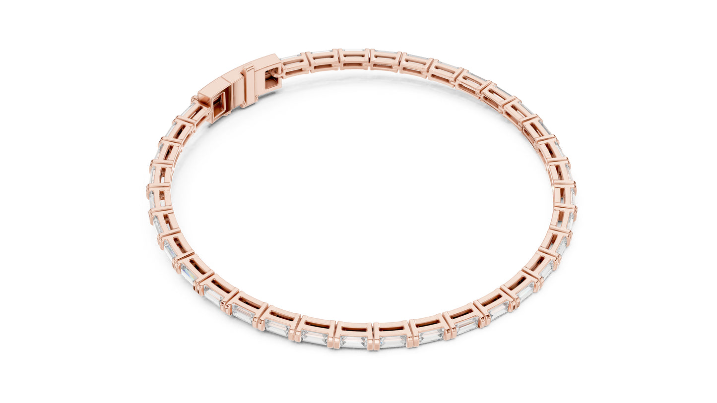 Pure Carat 18K Rose Gold Baguette Cut Diamond Bracelet for Women – Engagement Jewellery