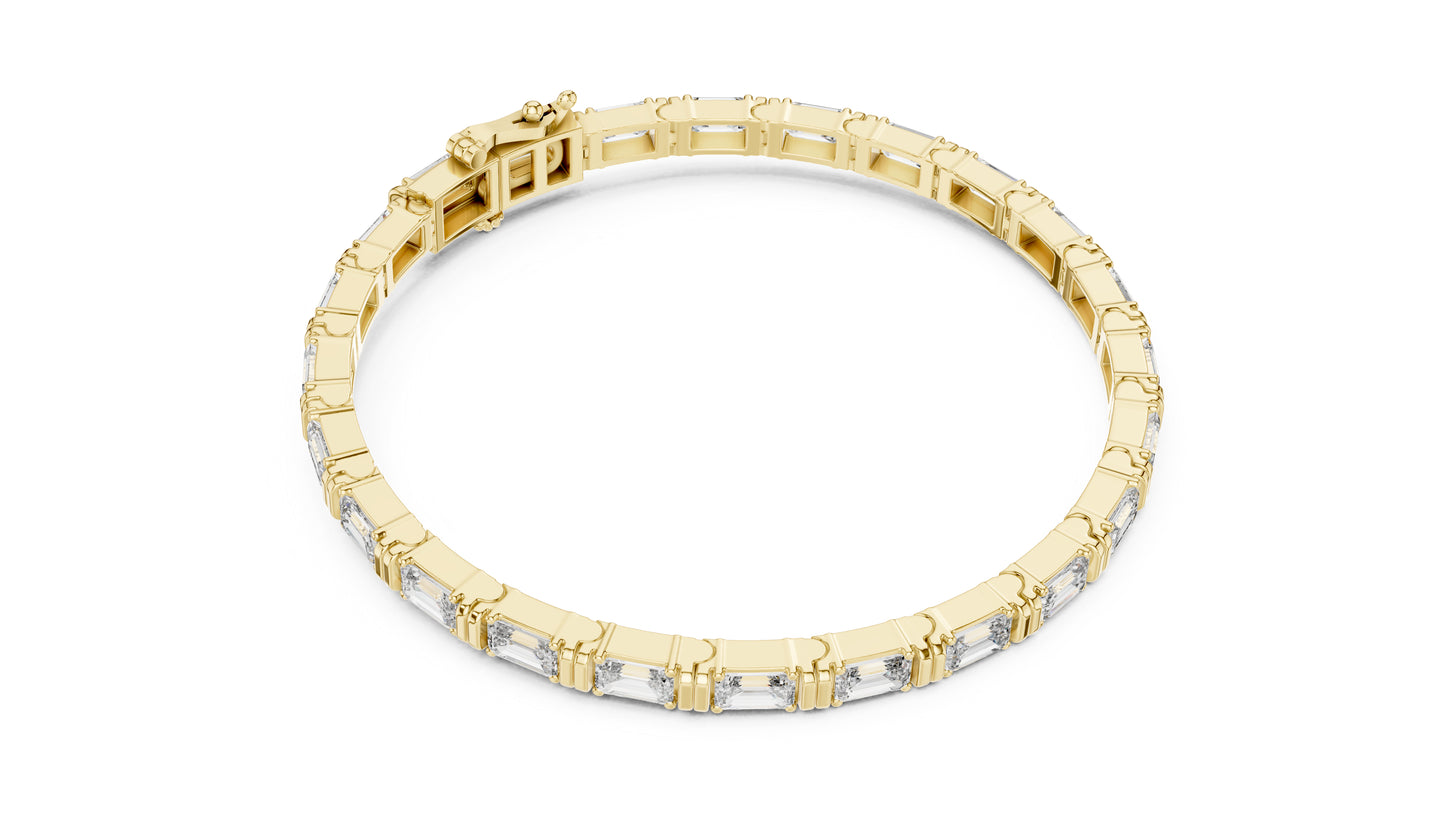 14K Yellow Gold Emerald Lab-Grown Diamond Bracelet for Women - Office Wear - Pure Carat