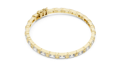 14K Yellow Gold Emerald Lab-Grown Diamond Bracelet for Women - Office Wear - Pure Carat