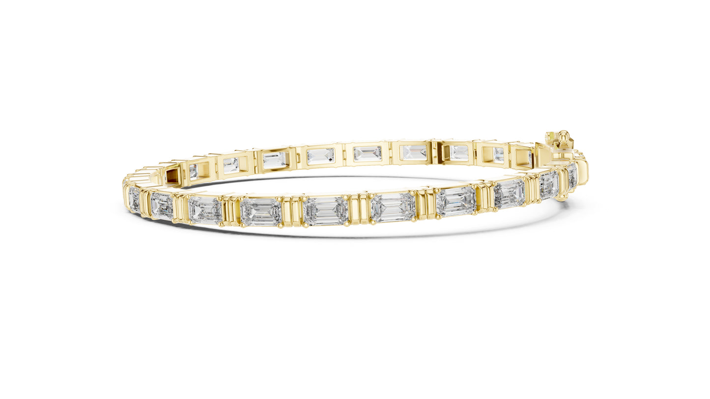 14K Yellow Gold Emerald Lab-Grown Diamond Bracelet for Women - Office Wear - Pure Carat
