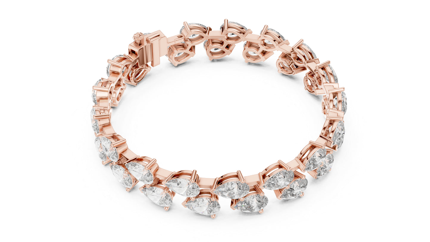 Women’s Wedding Pear Cut Lab-Grown Diamond Bracelet in 18K Yellow Gold – Pure Carat
