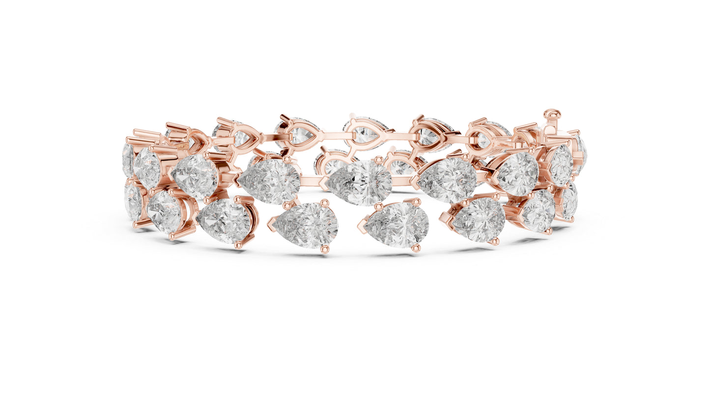 Women’s Wedding Pear Cut Lab-Grown Diamond Bracelet in 18K Yellow Gold – Pure Carat