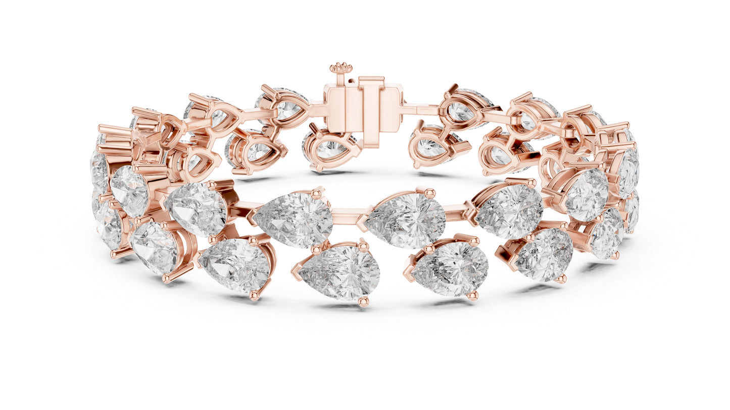 Women’s Wedding Pear Cut Lab-Grown Diamond Bracelet in 18K Yellow Gold – Pure Carat