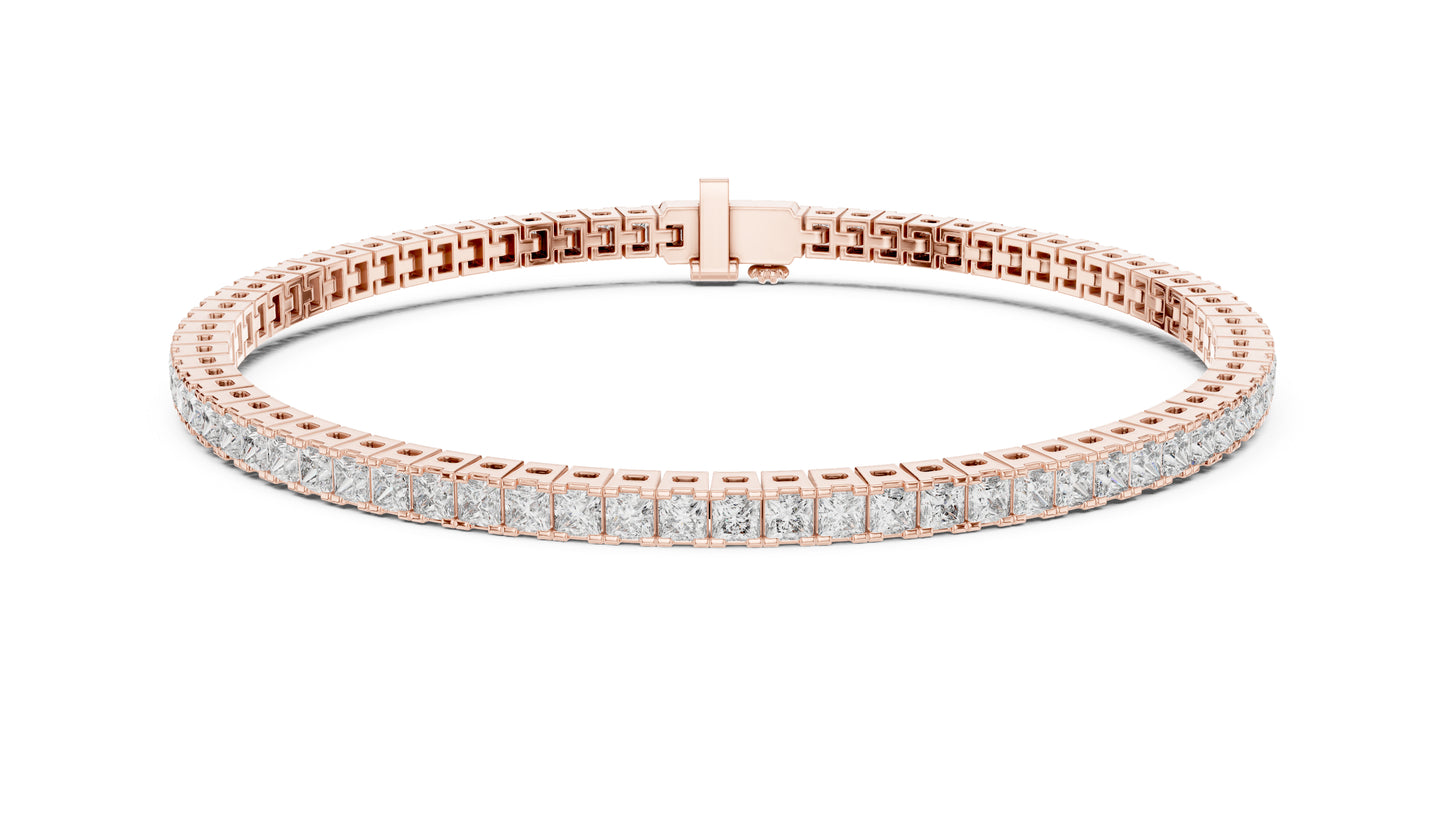 14K Rose Gold Princess Cut Lab-Grown Diamond Bracelet for Women – Office Wear - Pure Carat
