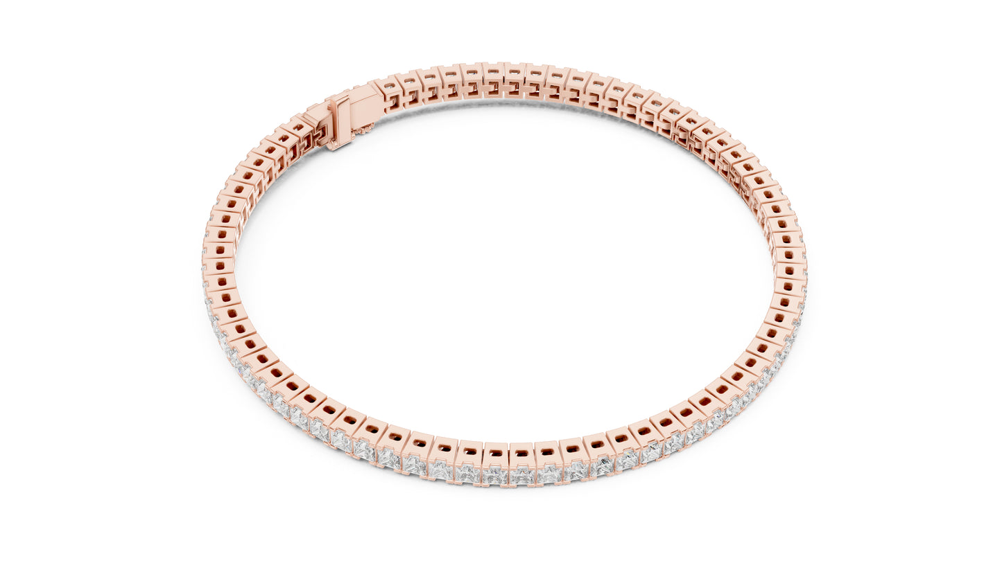 14K Rose Gold Princess Cut Lab-Grown Diamond Bracelet for Women – Office Wear - Pure Carat