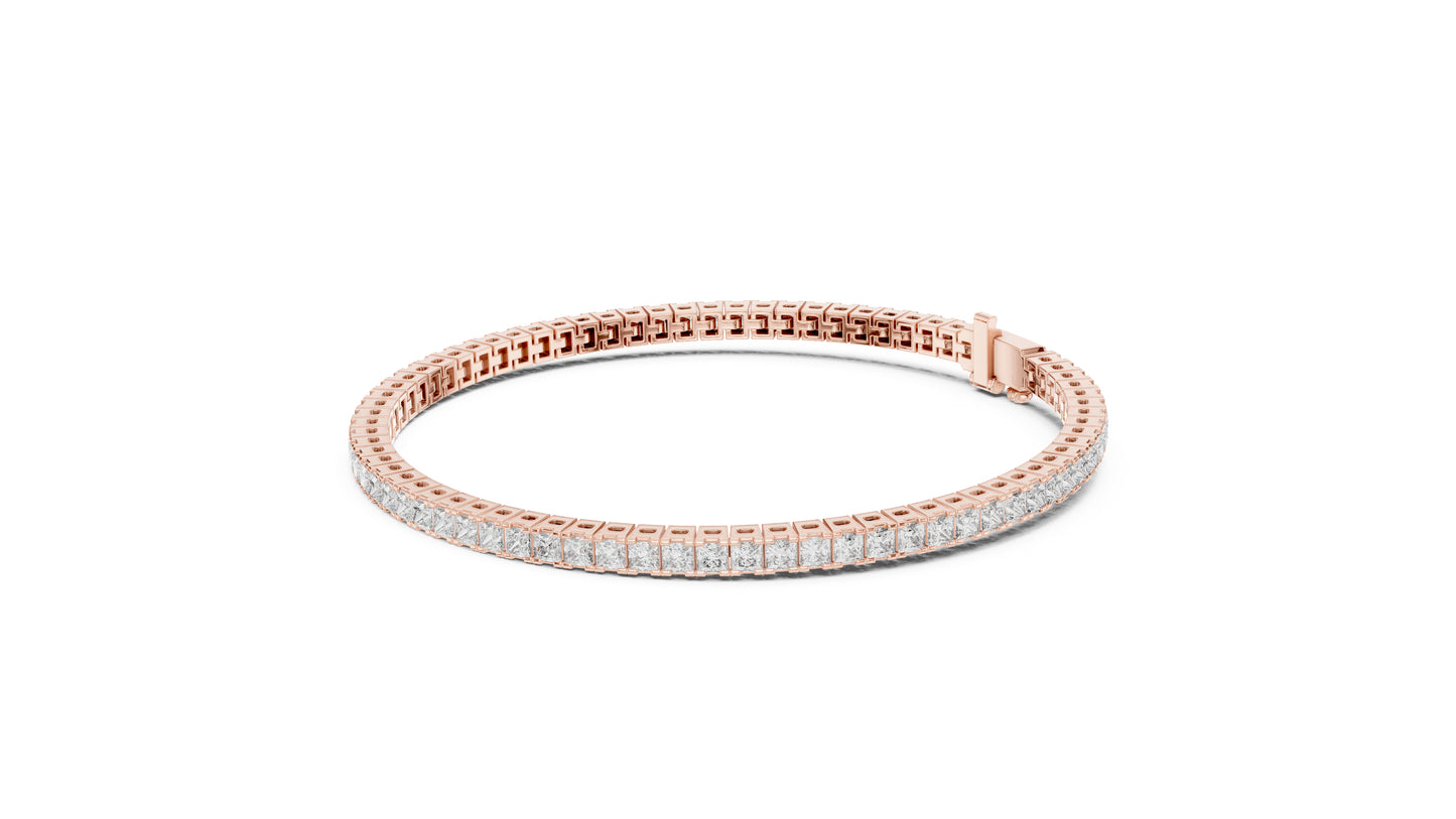 14K Rose Gold Princess Cut Lab-Grown Diamond Bracelet for Women – Office Wear - Pure Carat