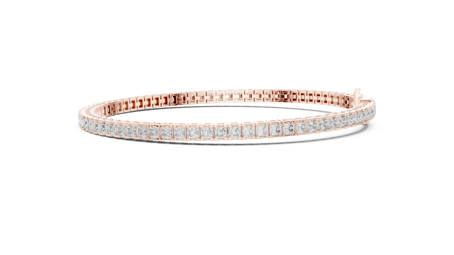 14K Rose Gold Princess Cut Lab-Grown Diamond Bracelet for Women – Office Wear - Pure Carat