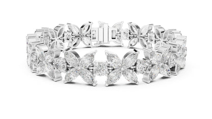 Marquise & Round Lab-Grown Diamond Bracelet in 18K White Gold for Women – Pure Carat