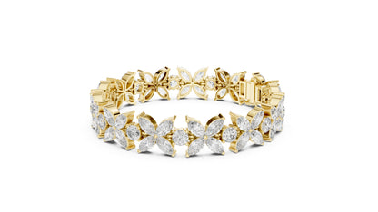 Marquise & Round Lab-Grown Diamond Bracelet in 18K White Gold for Women – Pure Carat