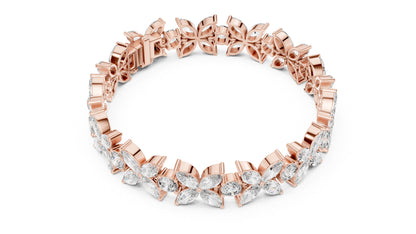 Marquise & Round Lab-Grown Diamond Bracelet in 18K White Gold for Women – Pure Carat