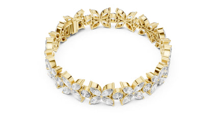 Marquise & Round Lab-Grown Diamond Bracelet in 18K White Gold for Women – Pure Carat