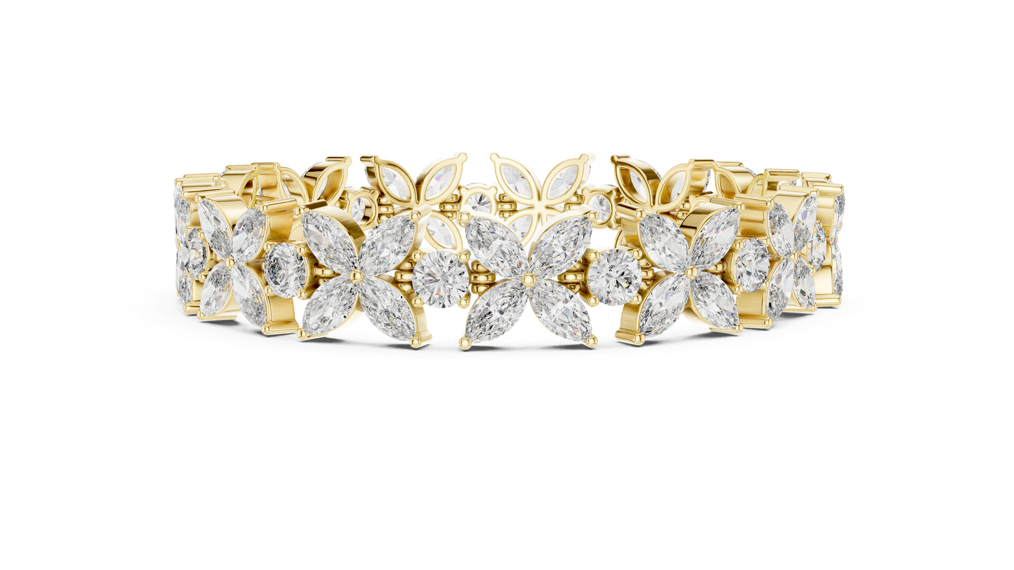 Marquise & Round Lab-Grown Diamond Bracelet in 18K White Gold for Women – Pure Carat