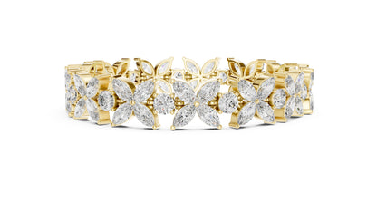 Marquise & Round Lab-Grown Diamond Bracelet in 18K White Gold for Women – Pure Carat