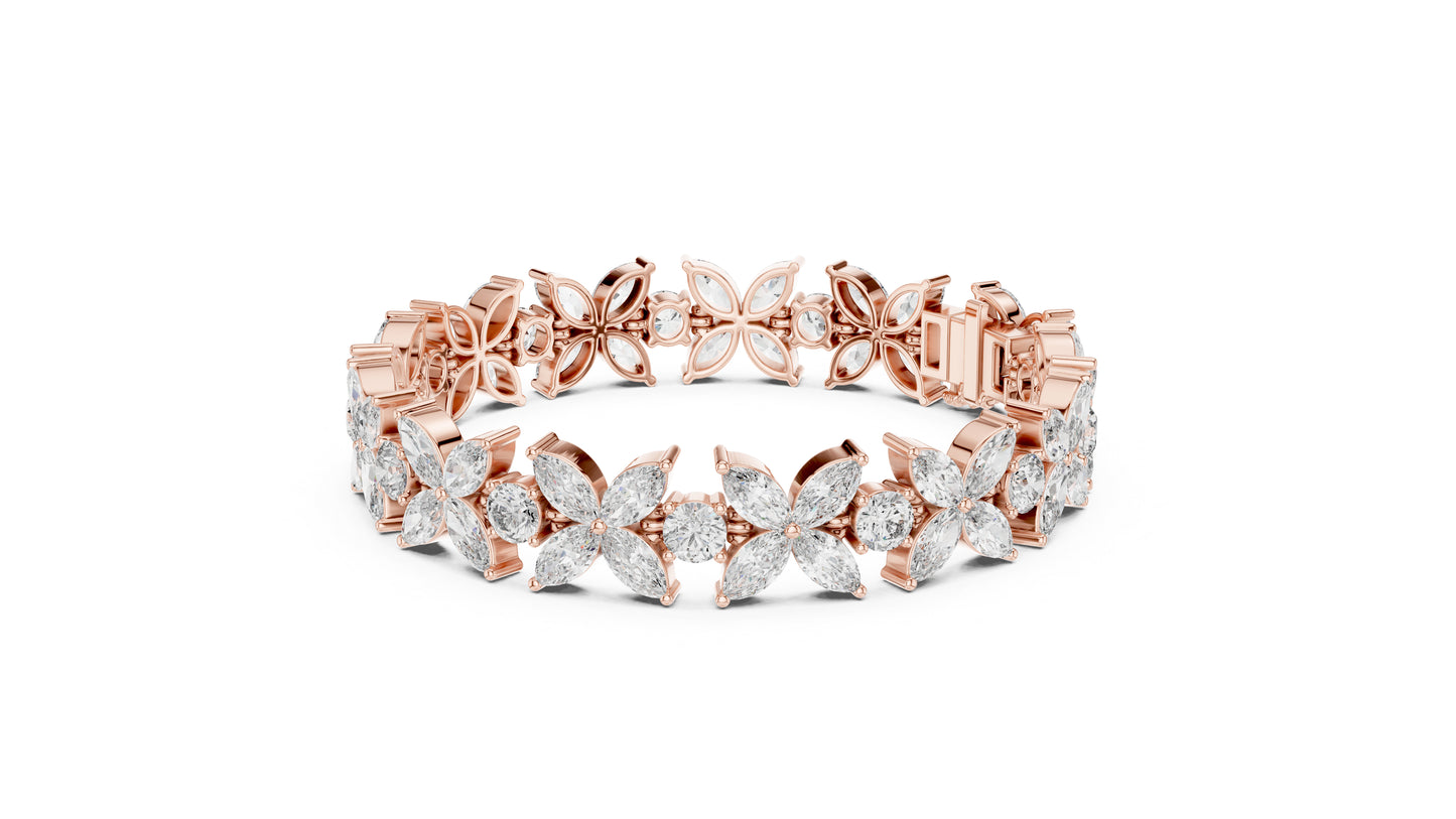 Marquise & Round Lab-Grown Diamond Bracelet in 18K White Gold for Women – Pure Carat