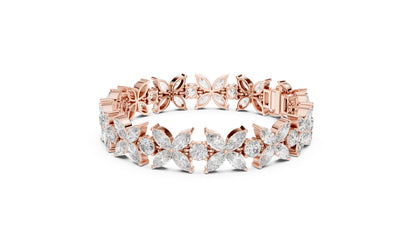 Marquise & Round Lab-Grown Diamond Bracelet in 18K White Gold for Women – Pure Carat