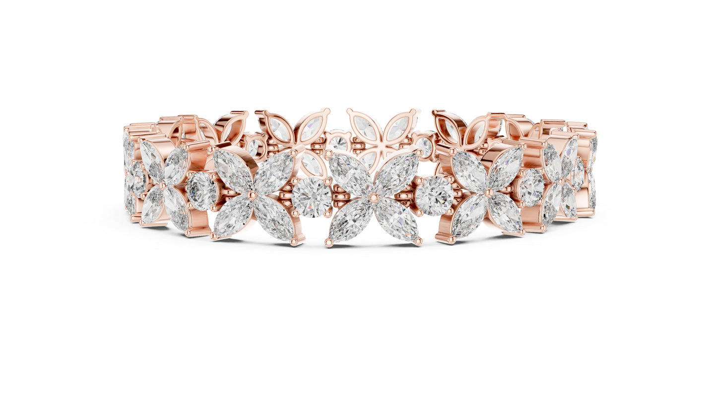 Marquise & Round Lab-Grown Diamond Bracelet in 18K White Gold for Women – Pure Carat
