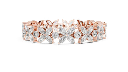 Marquise & Round Lab-Grown Diamond Bracelet in 18K White Gold for Women – Pure Carat
