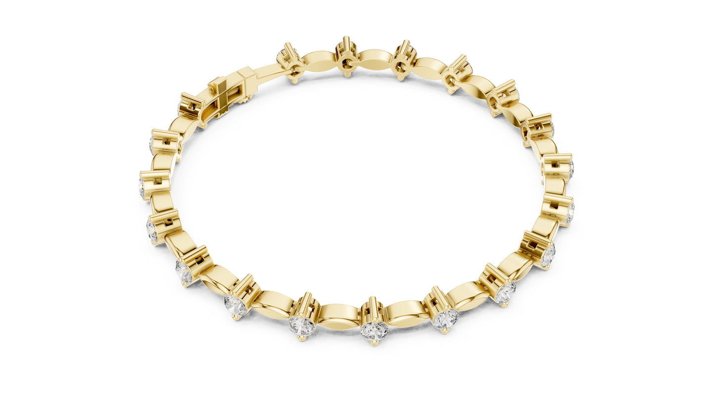 18k Yellow Gold Round Lab-Grown Diamond Party Wear Bracelet for Women | Pure Carat