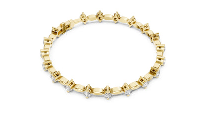 18k Yellow Gold Round Lab-Grown Diamond Party Wear Bracelet for Women | Pure Carat