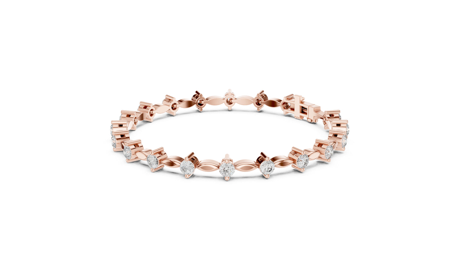 18k Yellow Gold Round Lab-Grown Diamond Party Wear Bracelet for Women | Pure Carat