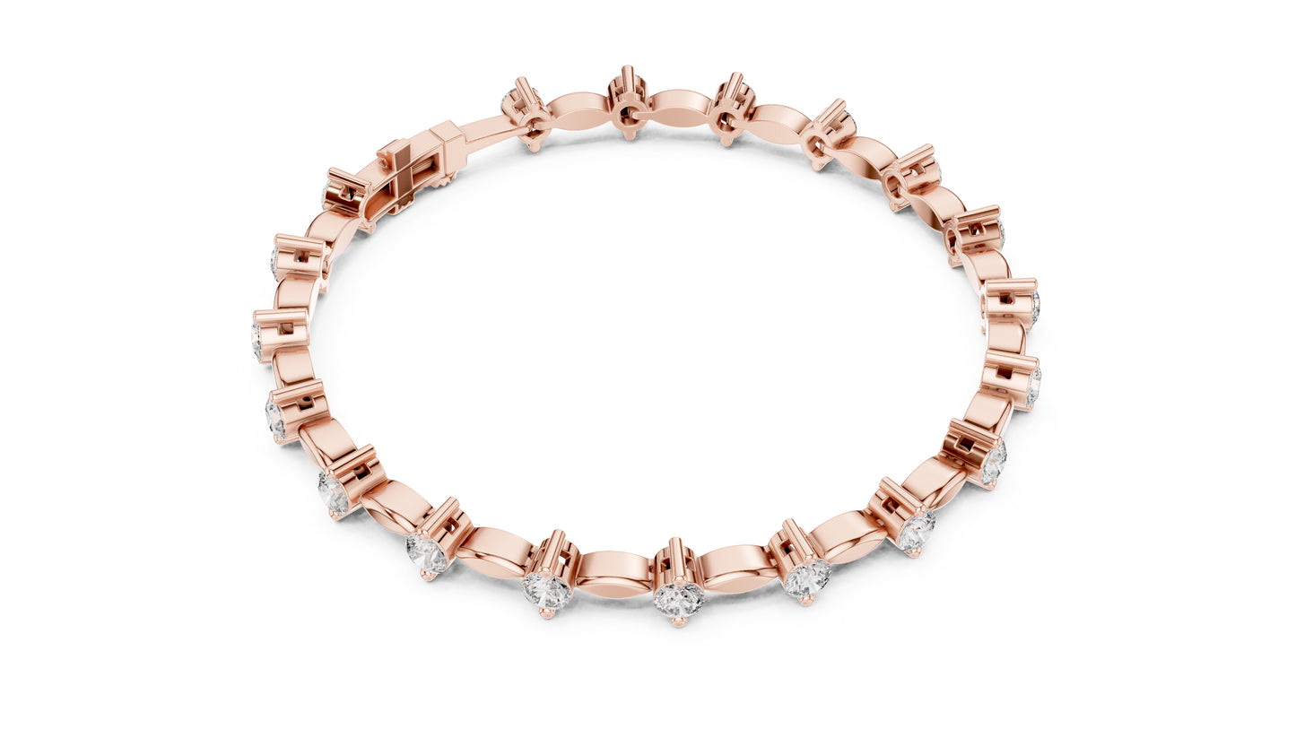 18k Yellow Gold Round Lab-Grown Diamond Party Wear Bracelet for Women | Pure Carat