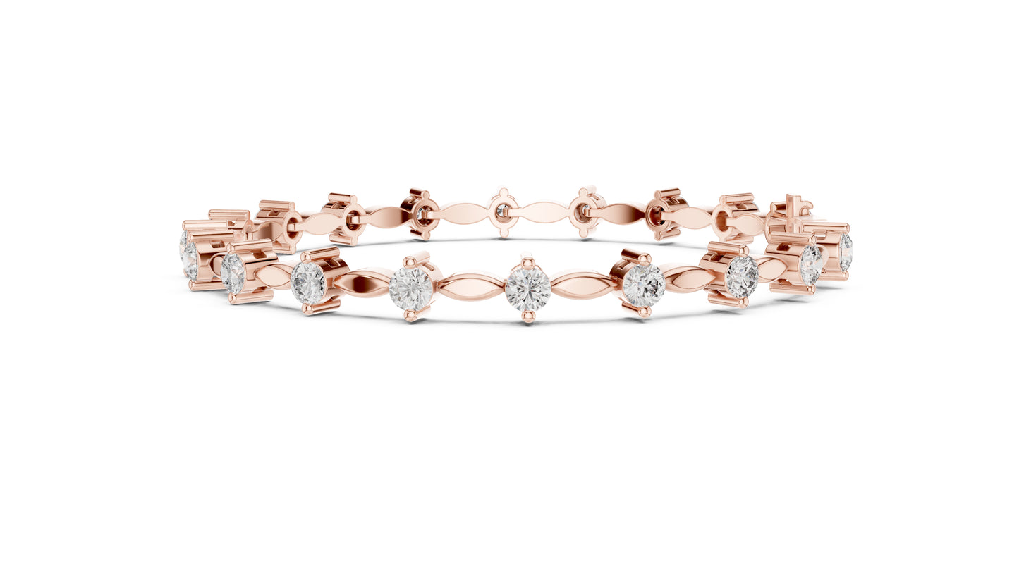 18k Yellow Gold Round Lab-Grown Diamond Party Wear Bracelet for Women | Pure Carat