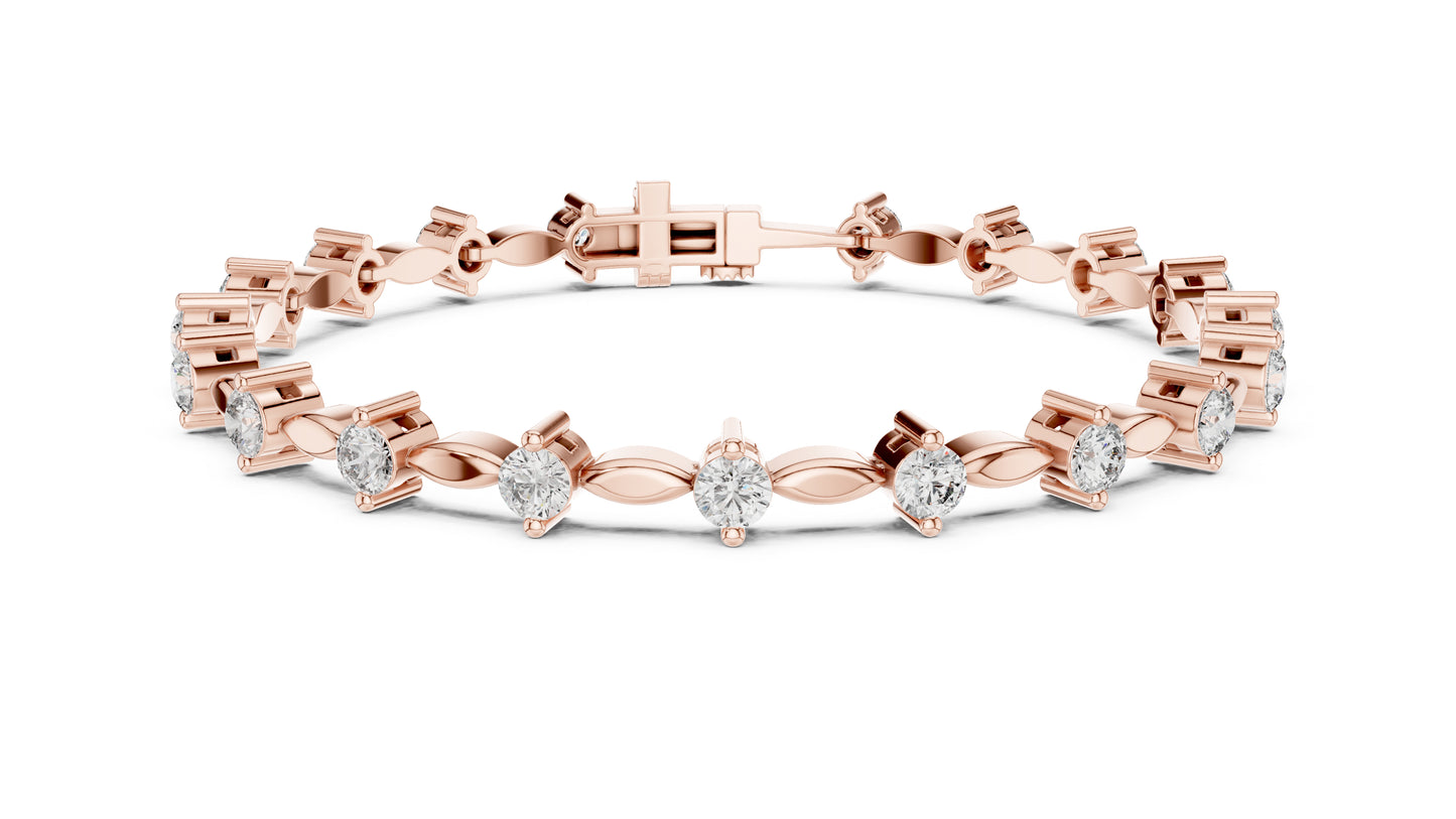 18k Yellow Gold Round Lab-Grown Diamond Party Wear Bracelet for Women | Pure Carat