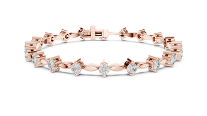 18k Yellow Gold Round Lab-Grown Diamond Party Wear Bracelet for Women | Pure Carat