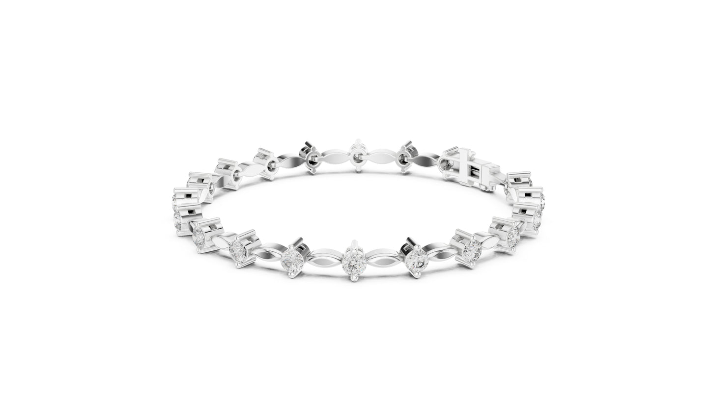 18k Yellow Gold Round Lab-Grown Diamond Party Wear Bracelet for Women | Pure Carat
