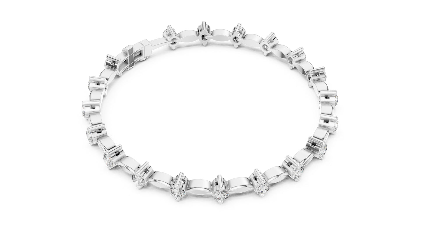 18k Yellow Gold Round Lab-Grown Diamond Party Wear Bracelet for Women | Pure Carat