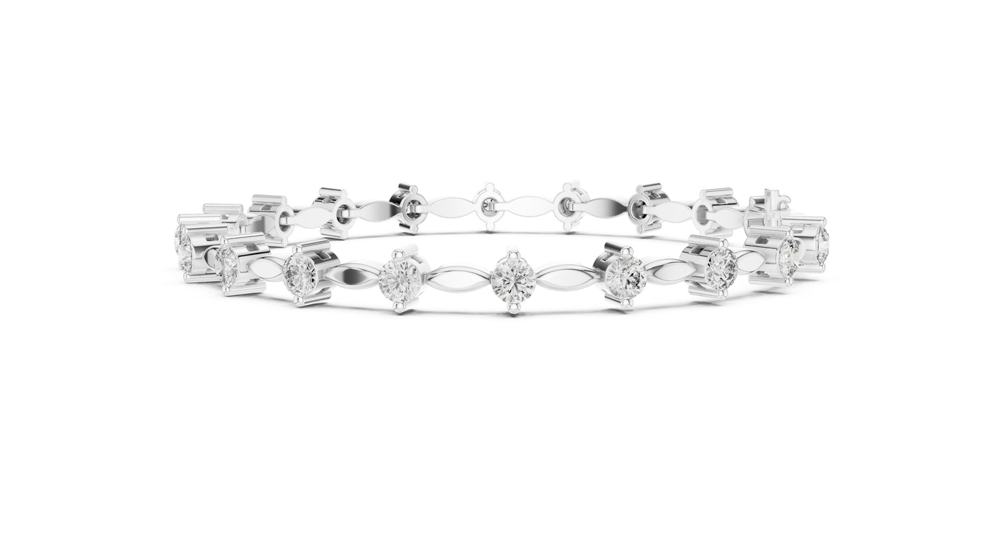 18k Yellow Gold Round Lab-Grown Diamond Party Wear Bracelet for Women | Pure Carat