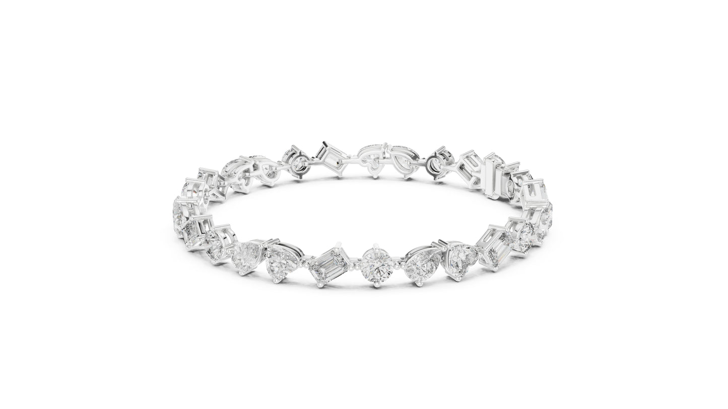 14k White Gold Heart Emerald Pear Lab-Grown Diamond Engagement Bracelet | Pure Carat