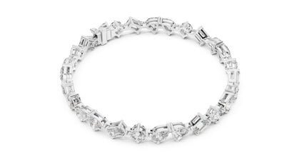14k White Gold Heart Emerald Pear Lab-Grown Diamond Engagement Bracelet | Pure Carat