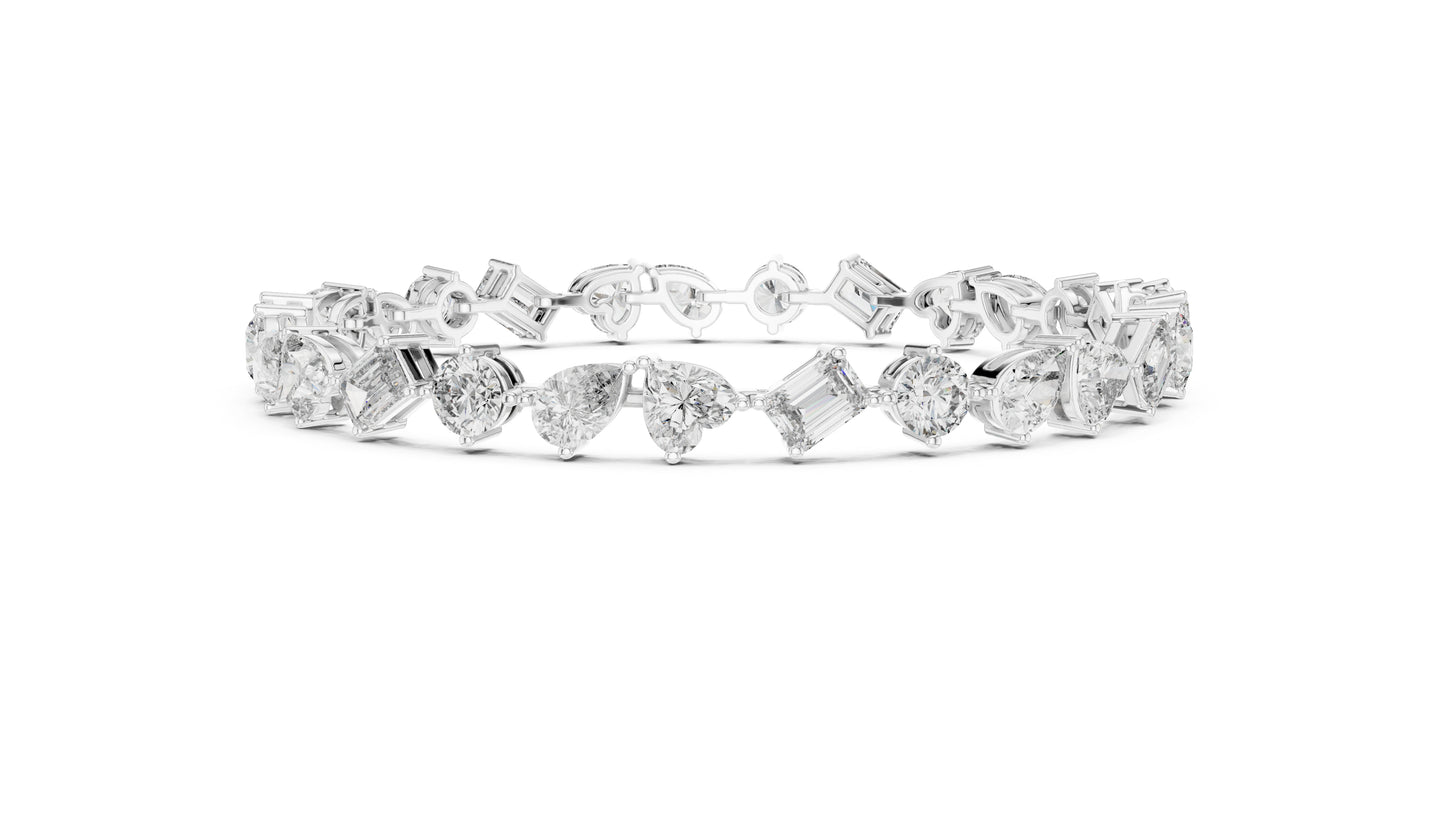 14k White Gold Heart Emerald Pear Lab-Grown Diamond Engagement Bracelet | Pure Carat