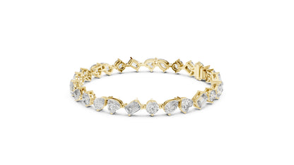 14k White Gold Heart Emerald Pear Lab-Grown Diamond Engagement Bracelet | Pure Carat