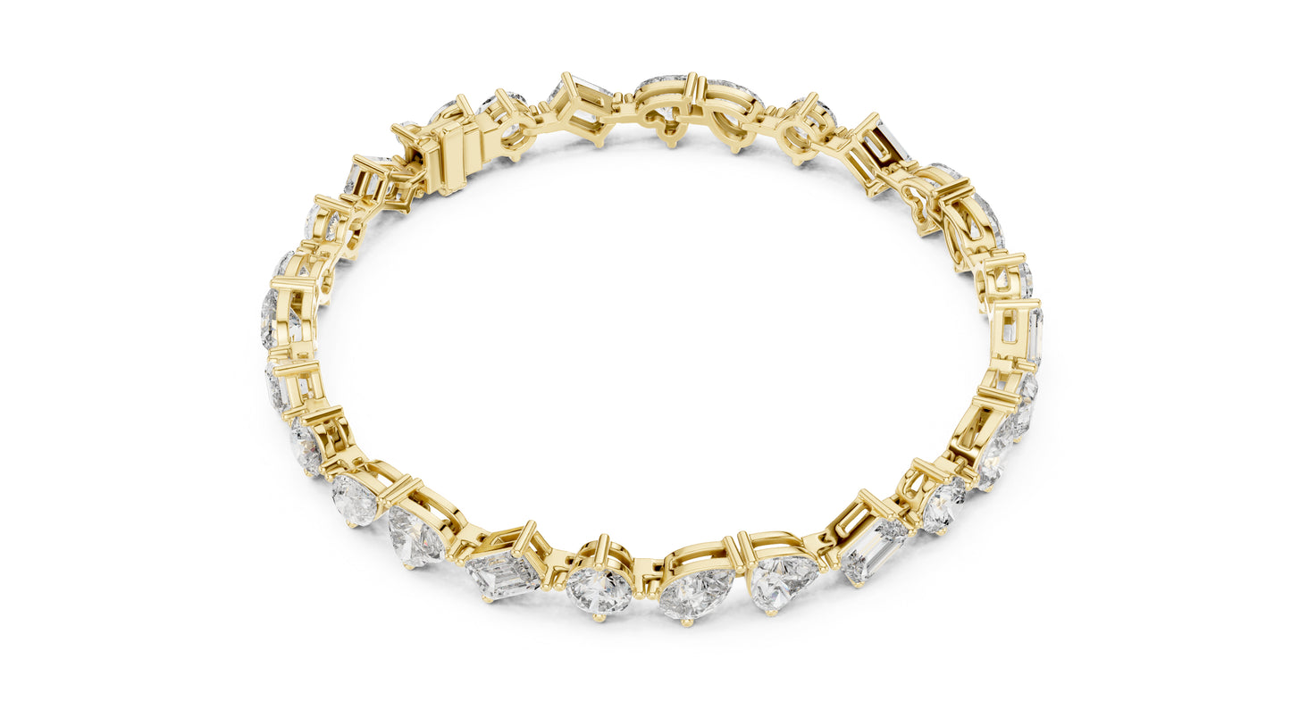 14k White Gold Heart Emerald Pear Lab-Grown Diamond Engagement Bracelet | Pure Carat
