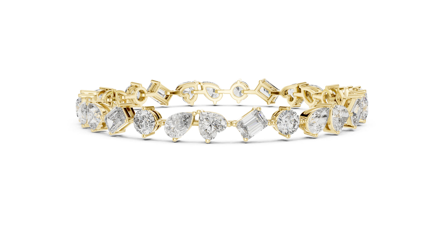 14k White Gold Heart Emerald Pear Lab-Grown Diamond Engagement Bracelet | Pure Carat