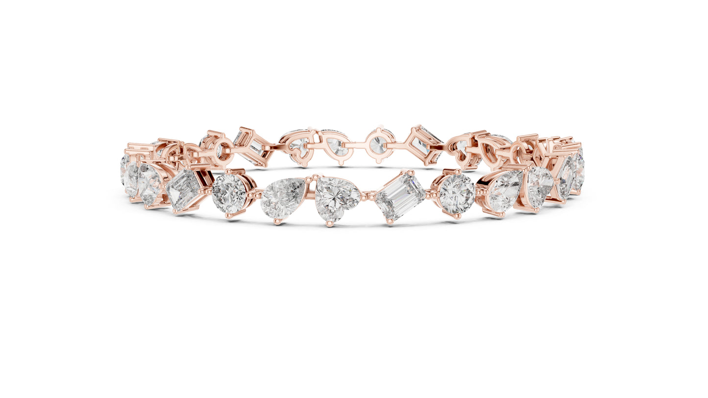 14k White Gold Heart Emerald Pear Lab-Grown Diamond Engagement Bracelet | Pure Carat