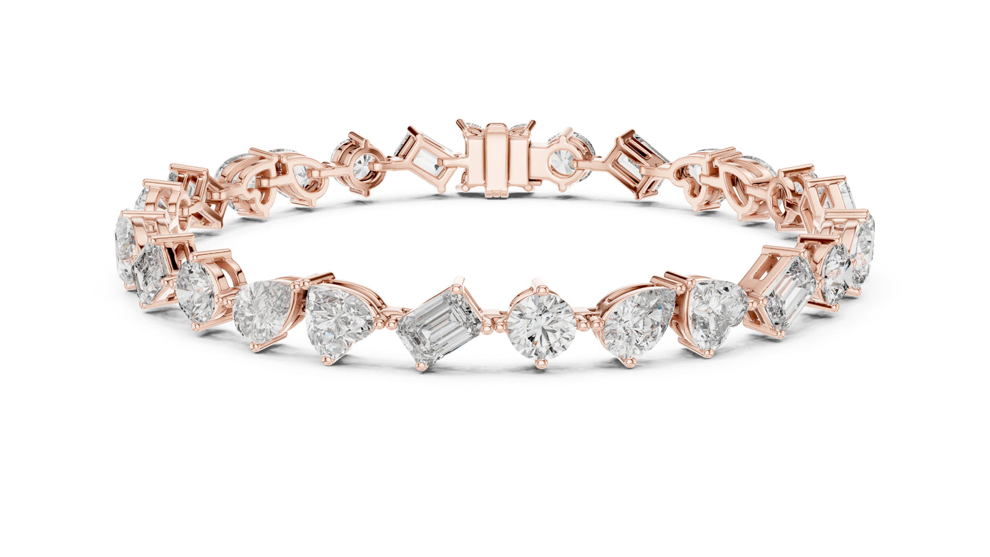 14k White Gold Heart Emerald Pear Lab-Grown Diamond Engagement Bracelet | Pure Carat