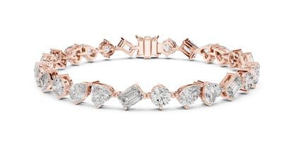 14k White Gold Heart Emerald Pear Lab-Grown Diamond Engagement Bracelet | Pure Carat