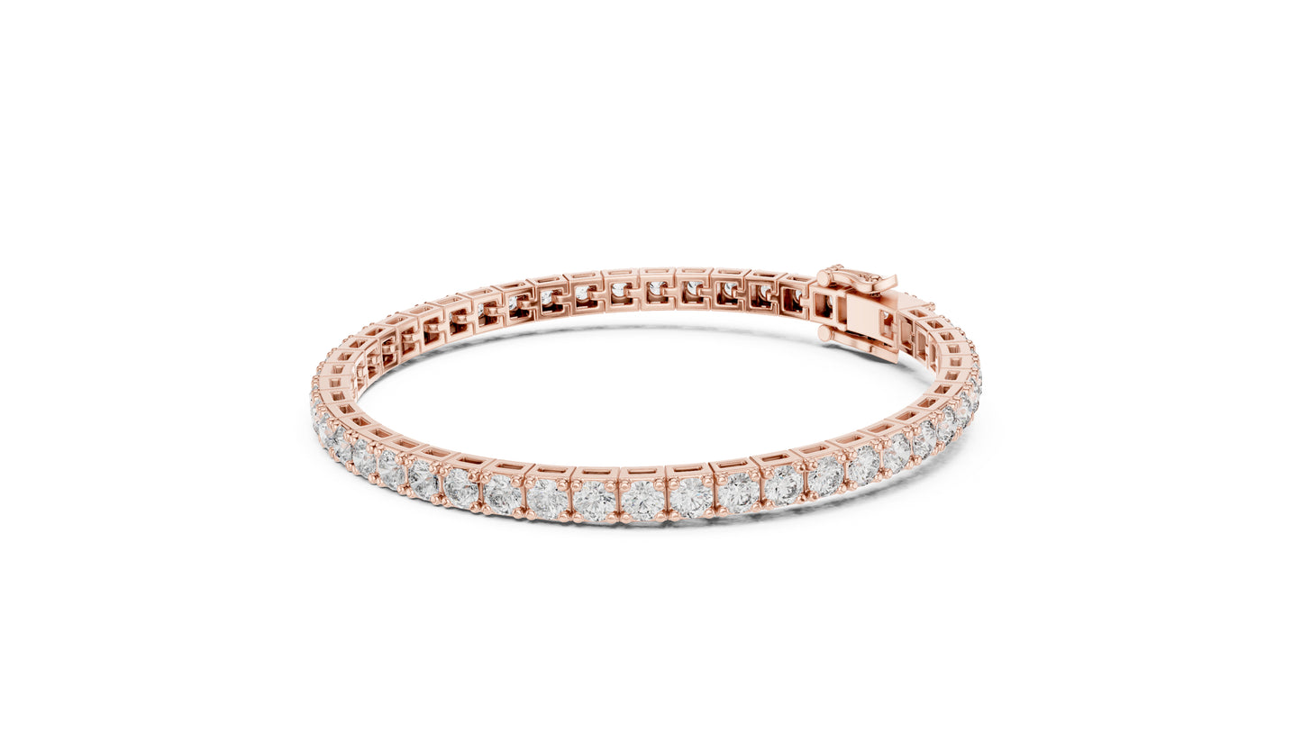 18k Rose Gold Round Lab-Grown Diamond Wedding Bracelet for Women | Pure Carat